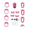 All parts of The Vice Mini Pink Chastity Cage