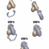 Five steps displaying the assembly process for The Vice Chastity Device