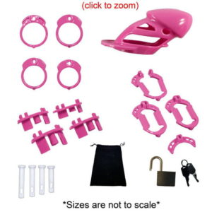 Display of The Vice Device in pink to get locked in chastity with