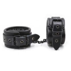 Padded Leather Cuffs in all black for ankle and wrist bondage