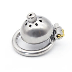 The steel mini dome chastity cage with urethral plug and barrel lock