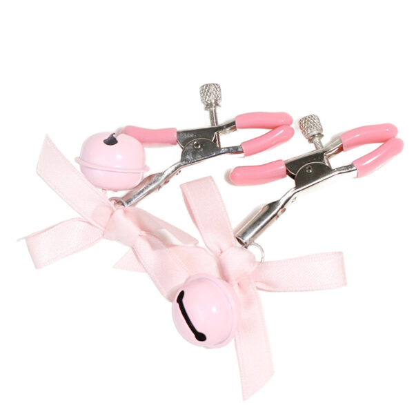 adjustable pink nipple clamps with bells for sissies