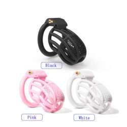 Locked in Lust Mesh Nylon Resin Chastity Cages in Black, White and Pink