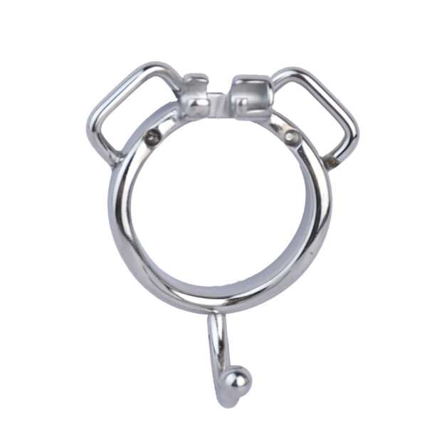 curved chastity ring with strap anchor and hook front view